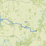 Map from Vilnius to Klaipeda bike tour